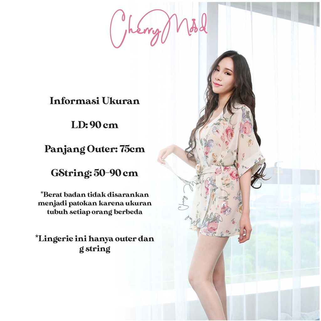 SAKURA Lingerie Seksi Outer Motif All Size Transparan Baju Tidur Kimono Wanita Pakaian Wanita Dewasa  Baju Dinas Depan Suami Sleepwear G-string Termurah Baju Malam Pertama Terbaru Pakaian Dalaman Wanita-2