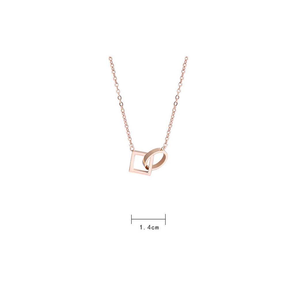 Needway Kalung Liar Elegan Cincin Rose Gold Koean Persegi Fashion Perhiasan