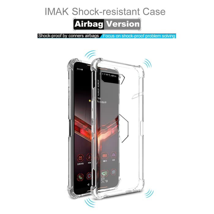 imak shockproof tpu soft case   asus rog phone 2 zs660kl  clear 