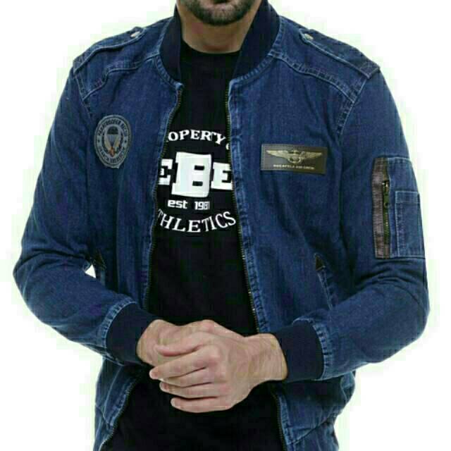 JAKET JEANS BOMBER ROCAFELA / JAKET JEANS PRIA BOMBER