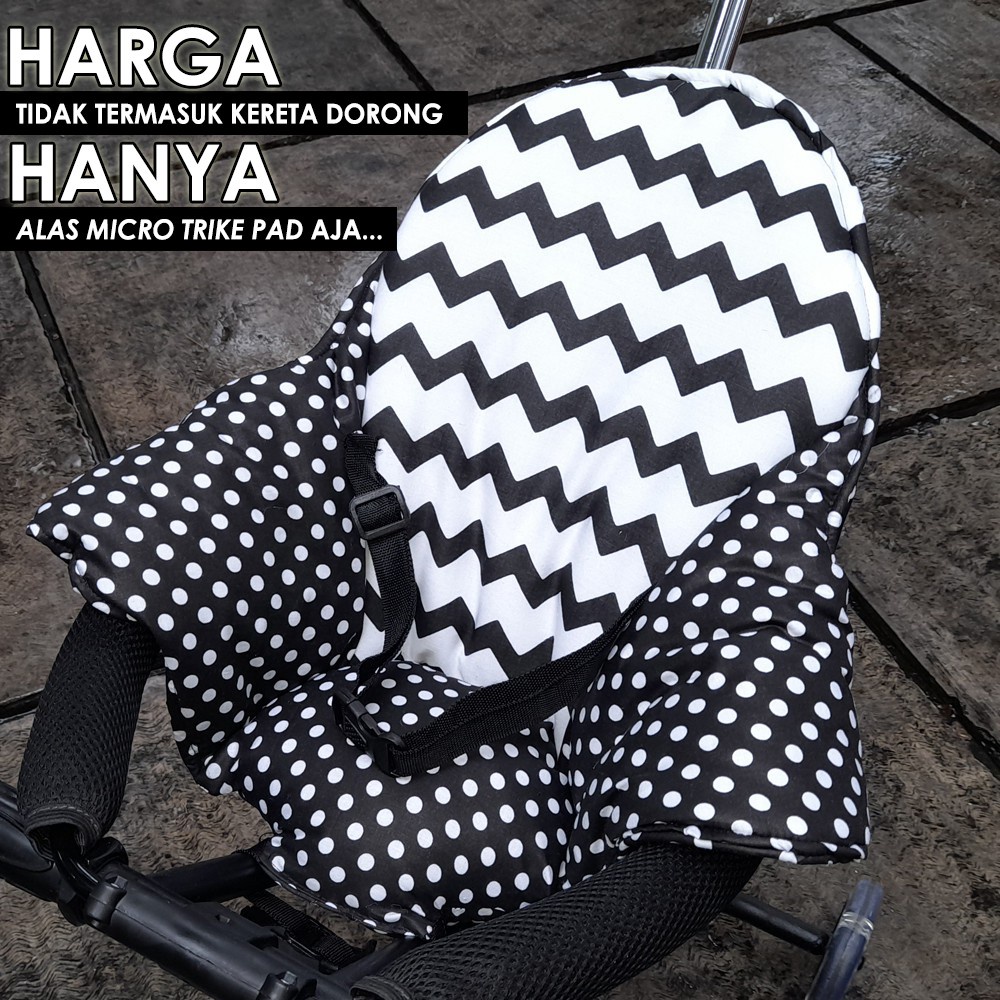 Alas Trike Roda 3 CHEVRON BLACK POLKA - TRIKE PAD Sandaran SEGITIGA alas stroller kereta dorong stroler bayi micro spad