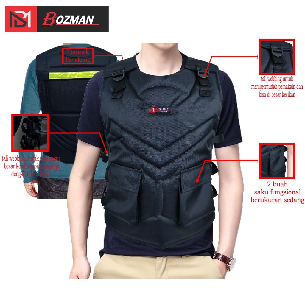 Rompi Motor Body Protector Touring Keren Anti Angin Black