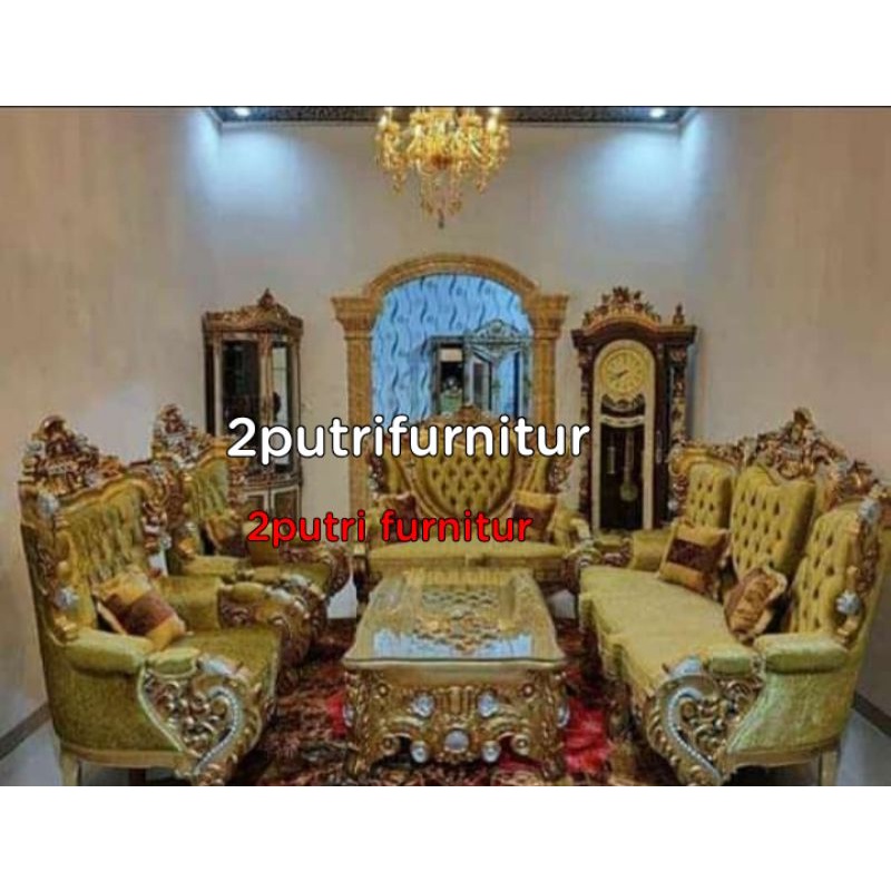 kursi tamu mewah dk 1123+kaca meja