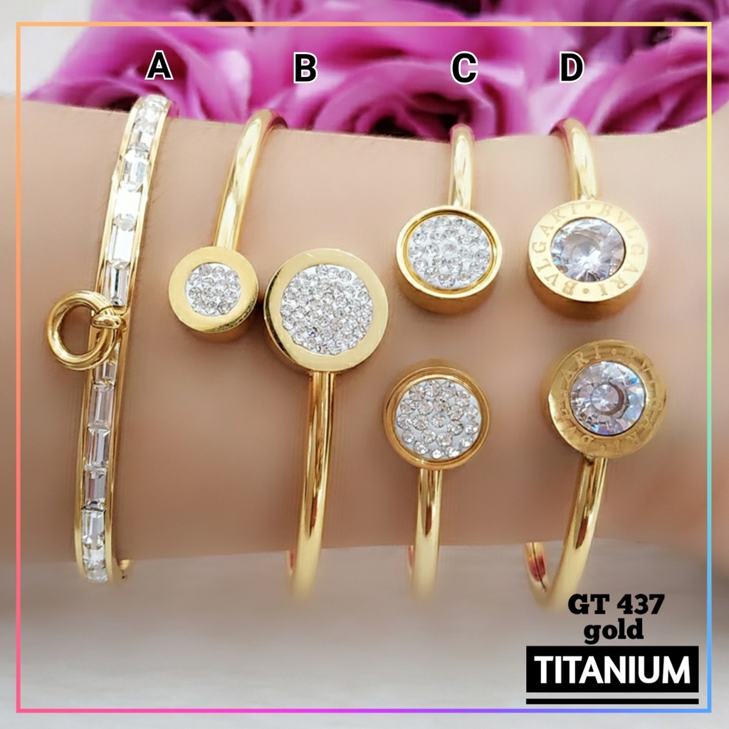 Gelang titanium/stainless steel Gelang Bangle Dewasa Spiral Simple Replika Emas Warna Gold Perhiasan Wanita Anti Karat GT 437