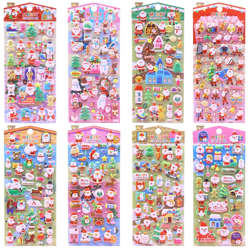 

Mainan Anak-anak Stiker Stiker Natal Santa Claus Gelembung Stiker Tahun Baru Natal Hadiah Dekorasi T