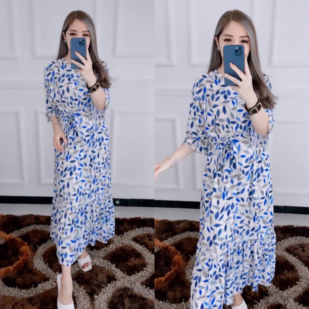 Zivana Dress Wanita Rayon Viscose Premium Baju Wanita Lengan Pendek Maxidress Kekinian LD 112 cm