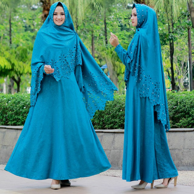 TERLARIS Setelan baju gamis maxmara polos tosca / gamis mewah / syari hijab set
