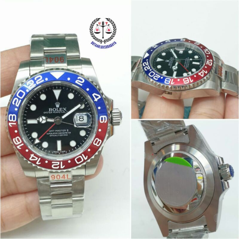 JAM TANGAN PRIA ROLEX GMT AUTOMATIC MESIN SWISS ETA INCLUDE BOX ORIGINAL