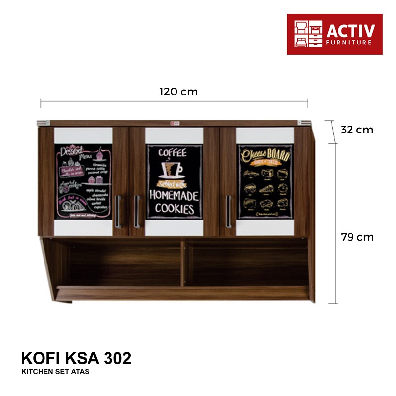 Activ Kitchen Set 3 Pintu Minimalis / Rak Atas Dapur Cafe / KOFI KSA 302