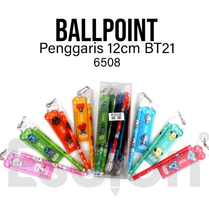 

@#@#@#] NEW! 12pcs Pulpen Gel BT21 6508 Penggaris / 1pack Pulpen Fancy