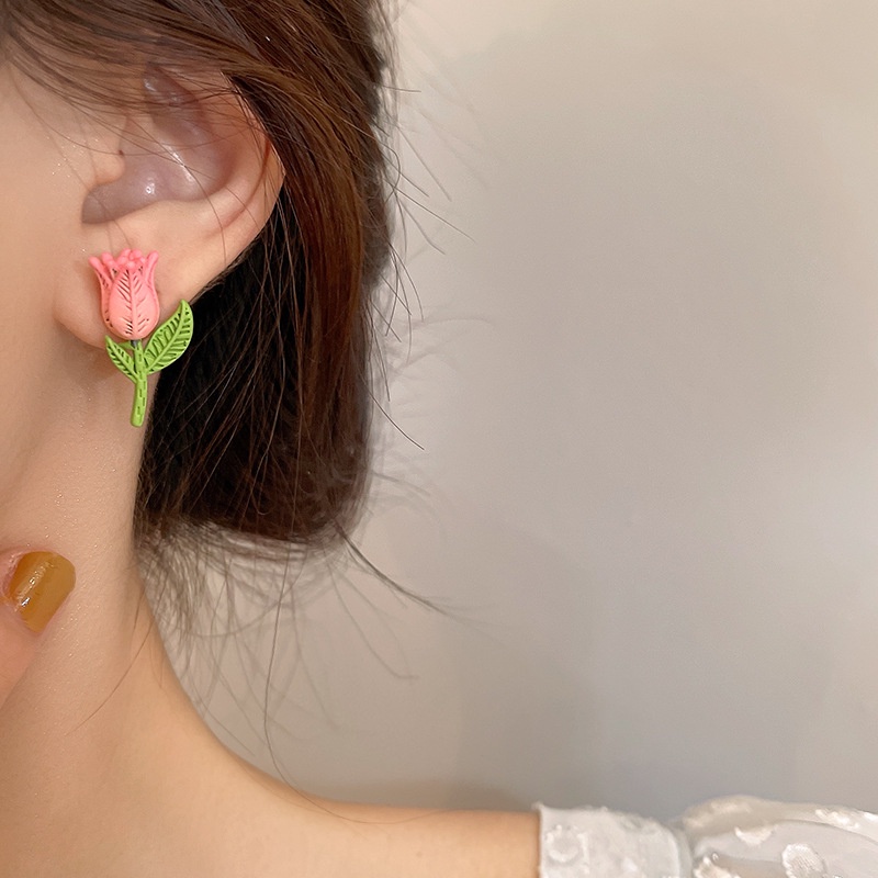 Anting Stud Desain Tulip Untuk Aksesoris Perhiasan Anak Perempuan