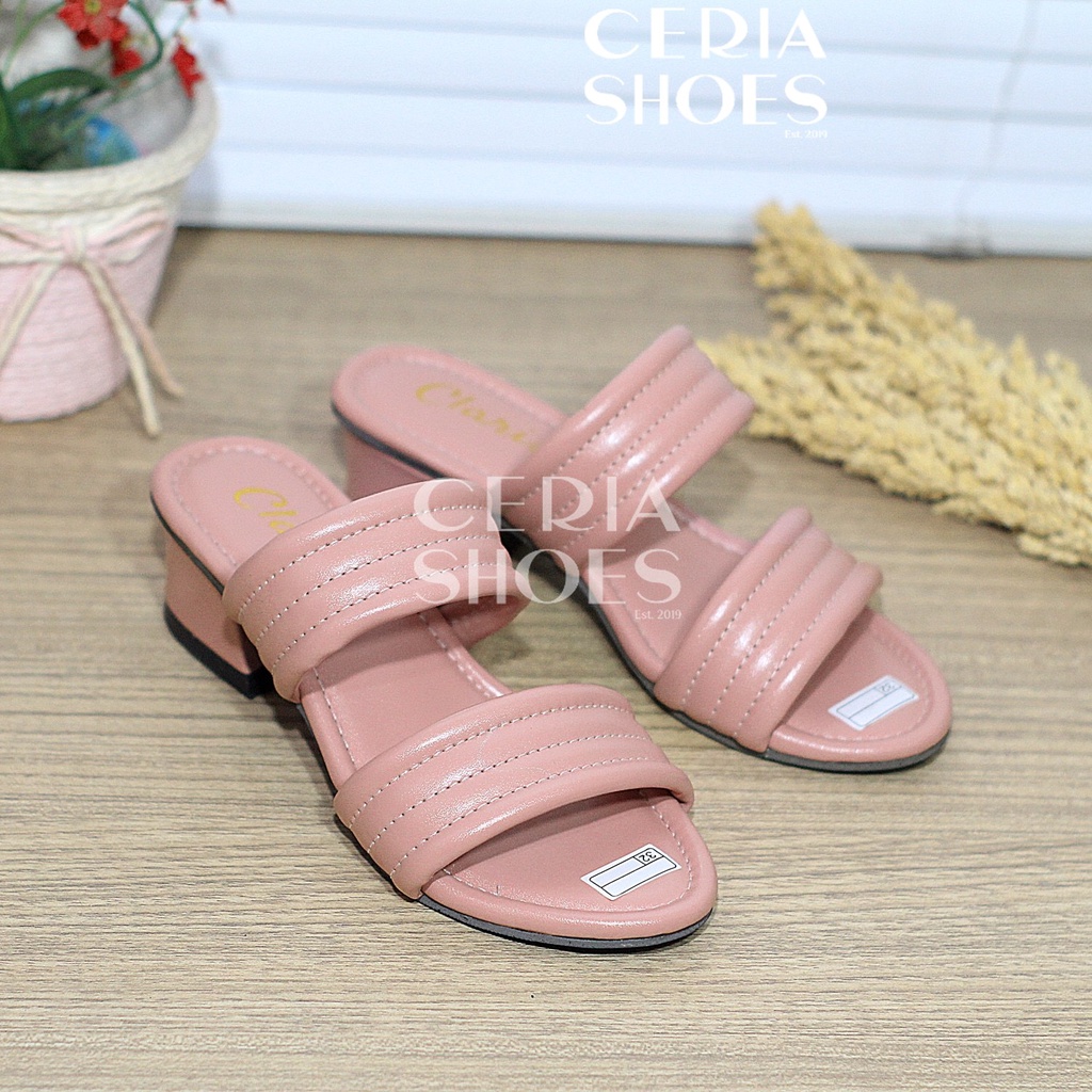 Sandal Hak Anak Perempuan Bahan Busa Empuk 3 cm Heels Motif Strap 2 Sendal Sepatu Pesta Anak Cewe