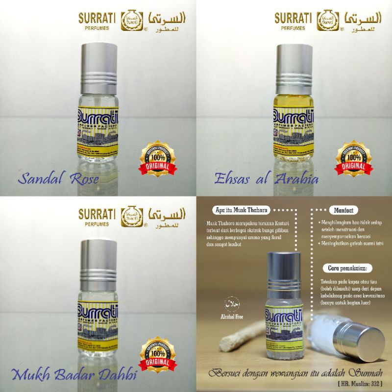 Surrati Parfum Original 3ml Musk al Tahara / Ameer al Oud / Black Oud / Musk Bahry / White Musk / Musky Rose