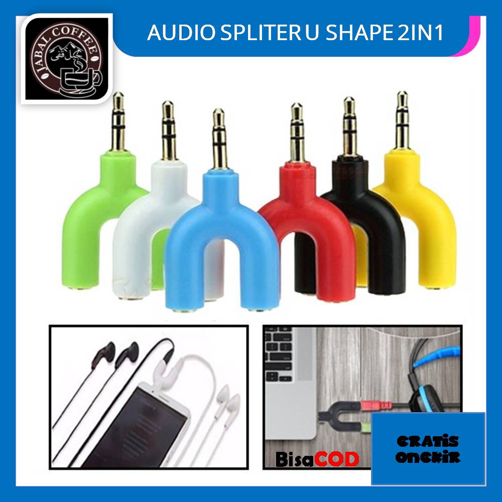 Audio Splitter U Shape 2in1 Mic And Headset / Audio Splitter Jack 3.5mm To Dual Female / Splitter U Aux 3.5mm Ke Audio Headset Mic 03