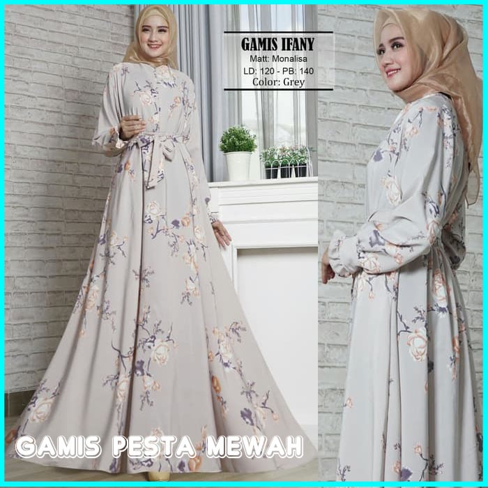 BAJU MUSLIMAH WANITA ABU IFANY / GAMIS PESTA WANITA TERBARU