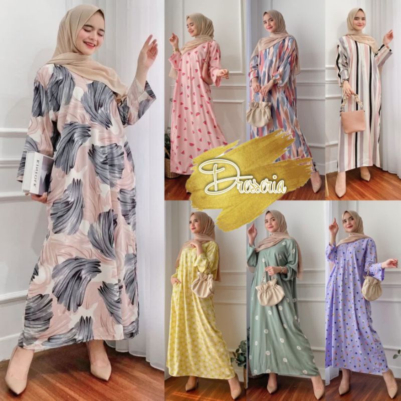 daster long lengan panjang LD 120 PB 130 bawah mata kaki, daster panjang viral kekinian, daster rayon busui terlaris DRESSERIA