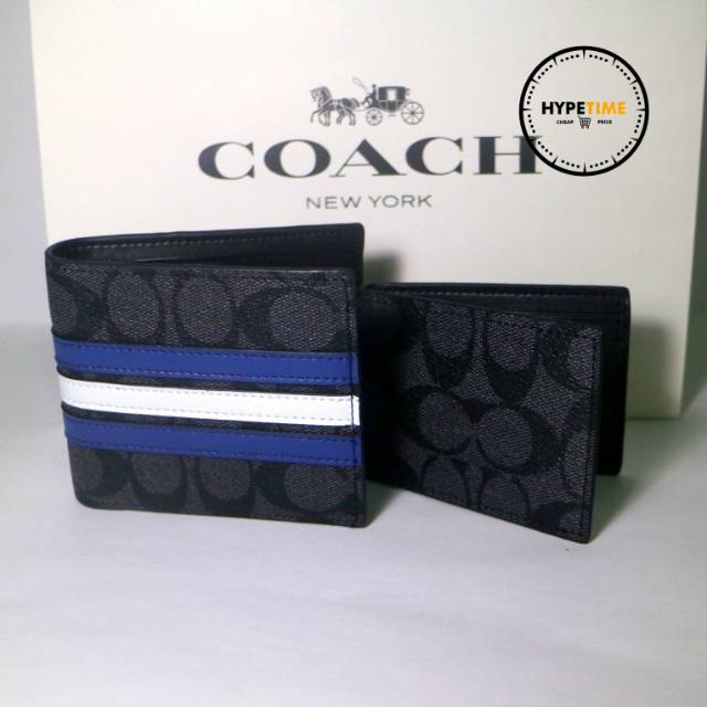 Coach blue strips 3 in 1 wallet original