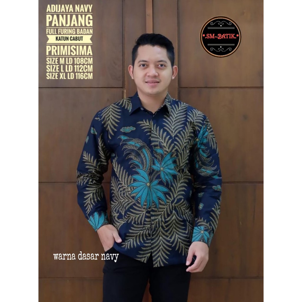 ADIJAYA NAVY SM BATIKSOLOAMANAH BAJU KEMEJA BATIK SOLO PRIA LENGAN PANJANG PENDEK LAPIS FURING ATASAN BATIK PREMIUM MODERN KATUN HALUS PERMANA MERAH ASWANGGA 6 PARANG DIRGA GODONG BIRU DADU CAKRAWALA PEKSI BAMBU GUNARDO 2 NIRWANA 2 TRUNTUM PEKSI UNGU KLA