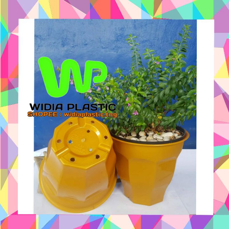 POT BUNGA 20cm GOLD / pot bunga tinggi gold 20cm