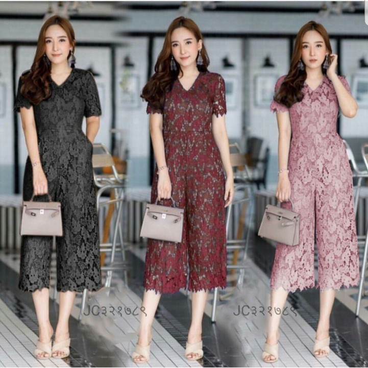 *[VLFK] Jumpsuit Eva / Jumpsuit Wanita Brukat / Jumpsuit Korea Wanita / Jumpsuit Brukat Terbaru / Jumpsuit