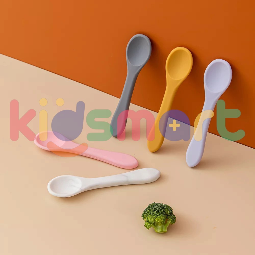 Silicon Spoon Baby / Sendok Garpu Makan Silikon Bayi Food Grade