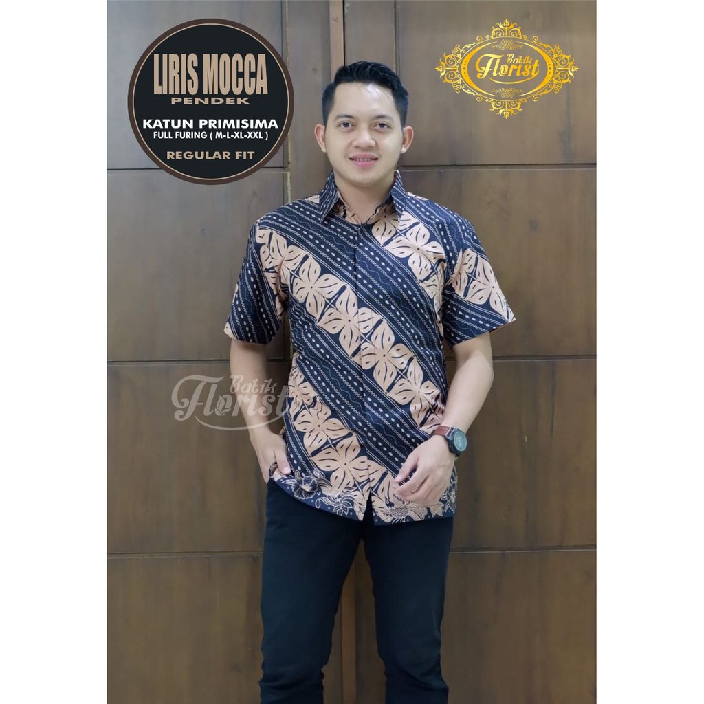 Liris Mocca Kemeja Batik Pria Lengan Panjang by Batik Florist