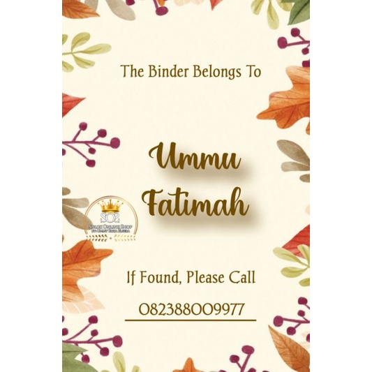 

A5 Custom Nama | Kertas Binder A5