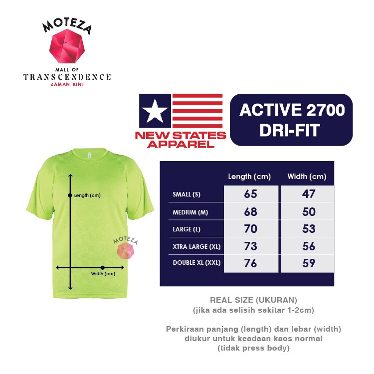 Kaos Polos Olahraga Sport Jersey - NSA Dri-Fit Active 2700 - GROSIR