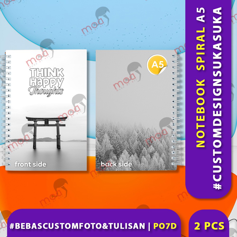 

Custom Cover Printing Premium Notebook Sketchbook Buku Catatan Agenda Diary A5 Jilid SPIRAL Mewah