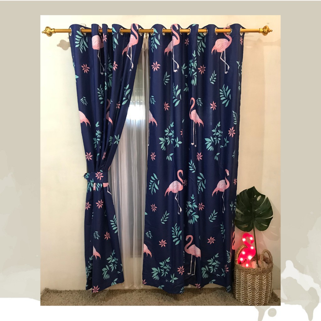 GORDEN SMOKRING BIASA MOTIF FLAMINGO NAVY