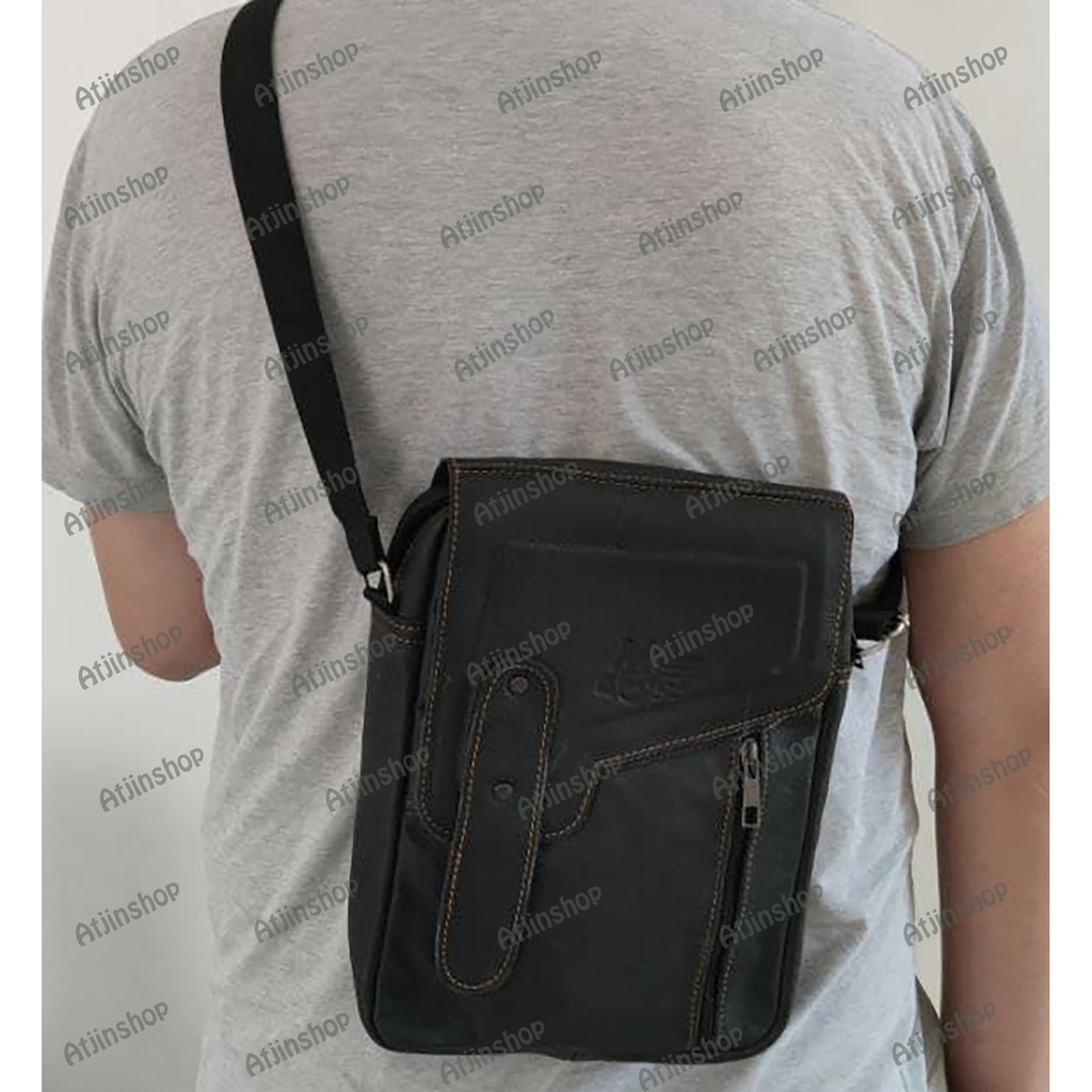 Tas Selempang Kulit Premium Asli Messenger Bag Large