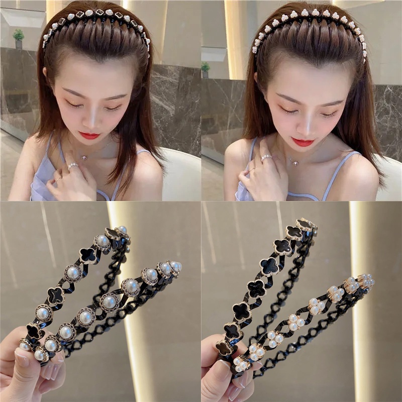 Fashion Bangs Hairstyle Multi-layer Hollow Woven Headband with Tooth Design Alligator Clip