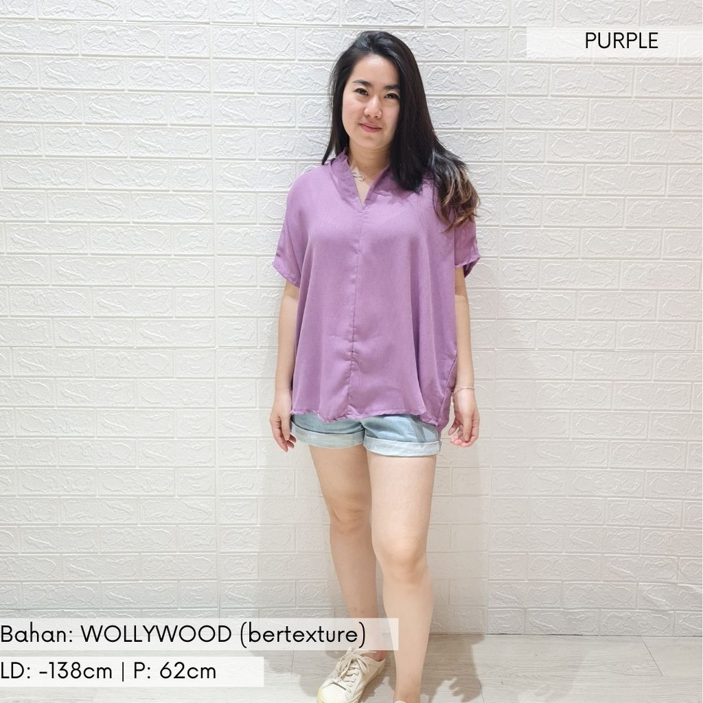 2904 CARITA OVERSIZE TOP BLOUSE BIGSIZE JUMBO FELICIA BLOUSE-PURPLE wollywood