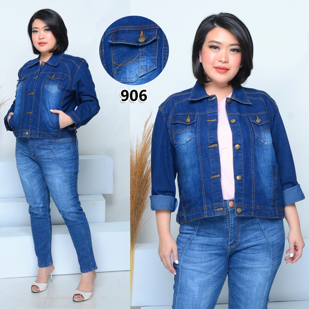 MC girl Jaket Jeans Jumbo Wanita / Jaket Big Size / Jaket Size 4XL / Jaket Ukuran 3XL