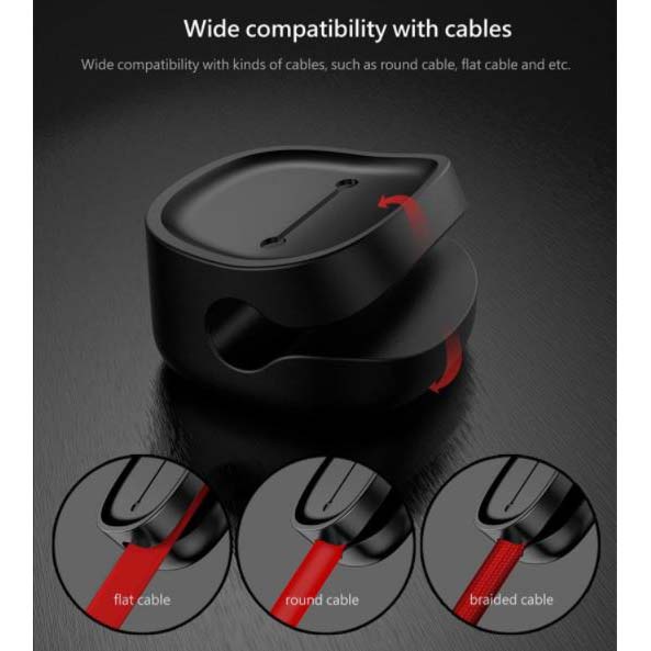 Baseus Magnetic USB Cable Clip Holder - ACWDJ-01 - Black