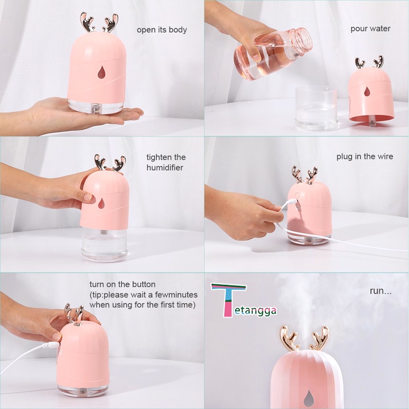 Tanduk Rusa Humidifier Aromatherapy Ultrasonic Pewangi Ruangan Air Diffuser Aroma Terapi Purifier