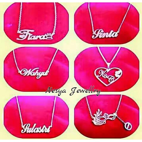 Terbaru  Kalung Nama Lapis Emas Putih Nj.26  Murah
