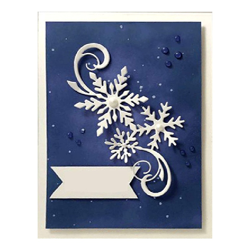 Cetakan Stensil Cutting Dies Motif Snowflake Natal Bahan Metal Untuk Scrapbook / Craft DIY