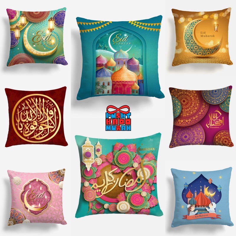 Bantal Sofa Print Motif Eid Mubarak Idul Fitri Lebaran Ramadan Ramadhan 40x40 cm - Pusat Kado Murah