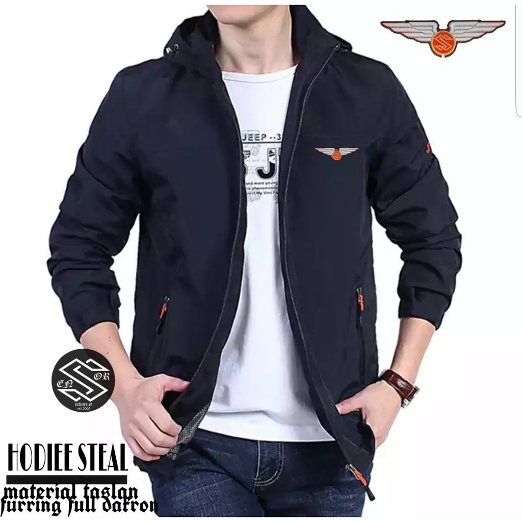 (COD) AR JAKET BOMBER HOODIE STEAL PRIA / JAKET PRIA BOMBER STEAL TERBARU