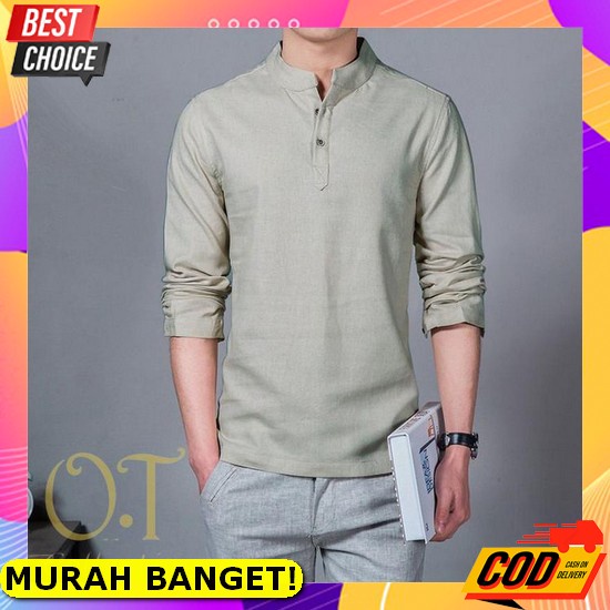 Baju Koko Lengan Panjang Muslim | Baju Koko Bordir Kombinasi | Baju Koko Pria Lengan Panjang | Baju 