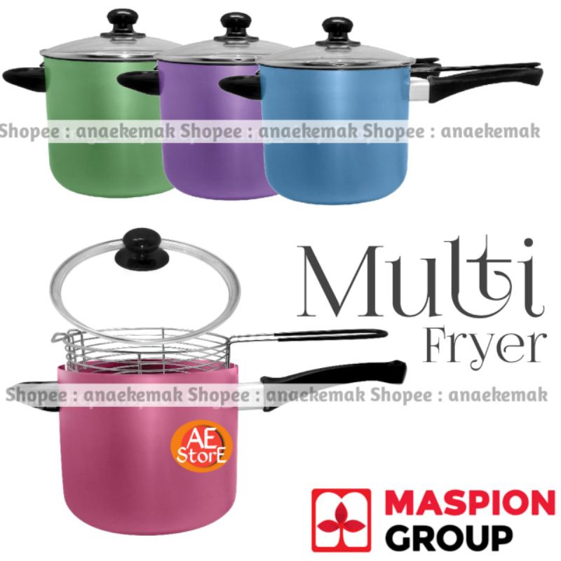 multi fryer penggorengan panci saringan kentang maspion mikado 18 cm warna biru hijau ping pink ungu unik lucu pasta pot