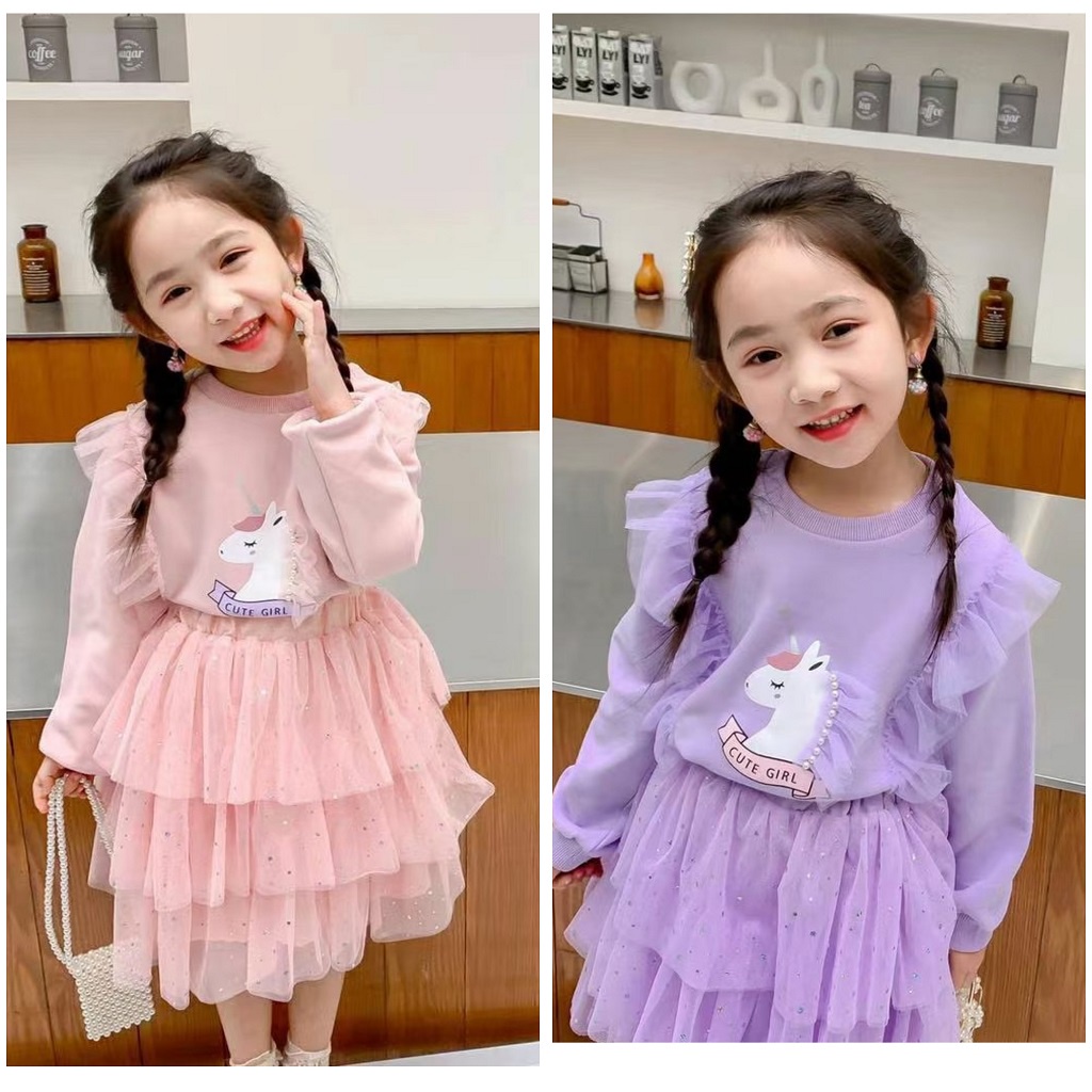 SSP6-Setelan Set Anak Perempuan New Unicorn Pearl