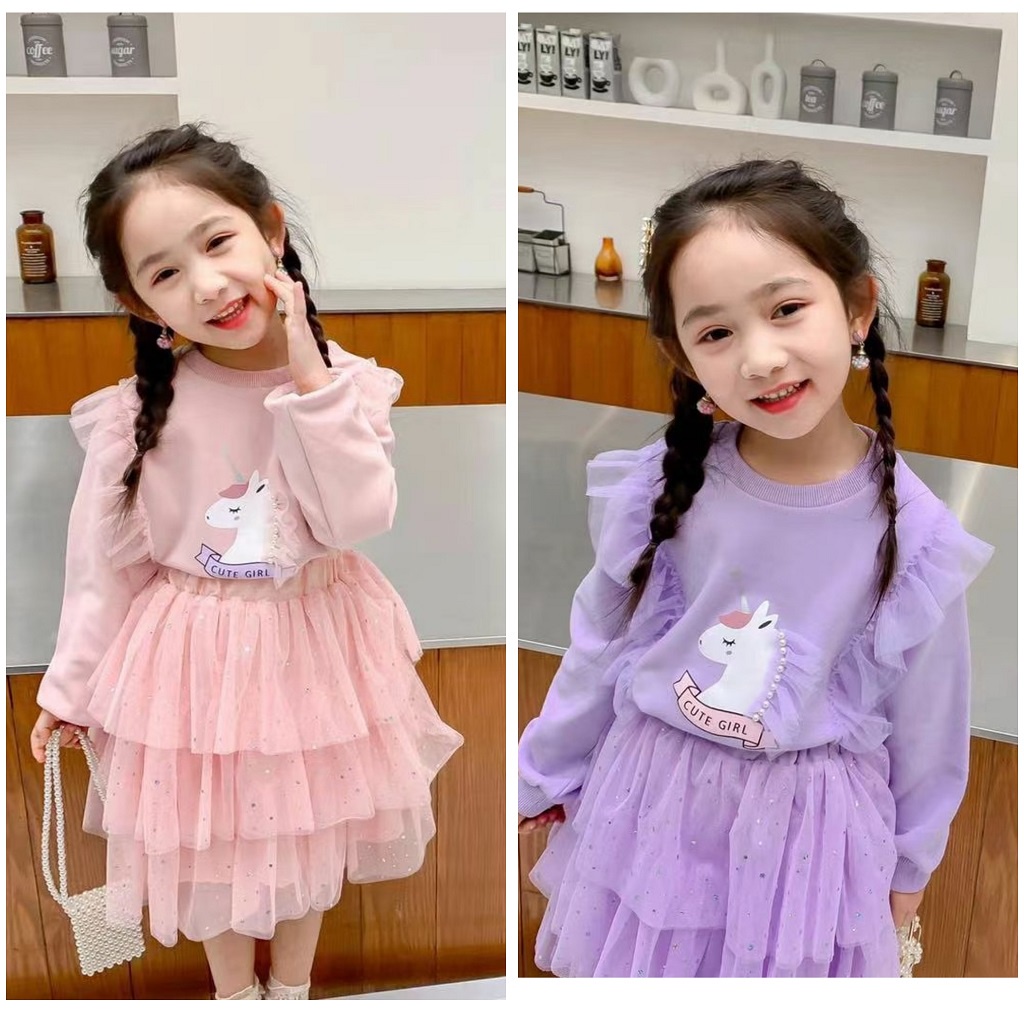 SSP6-Setelan Set Anak Perempuan New Unicorn Pearl