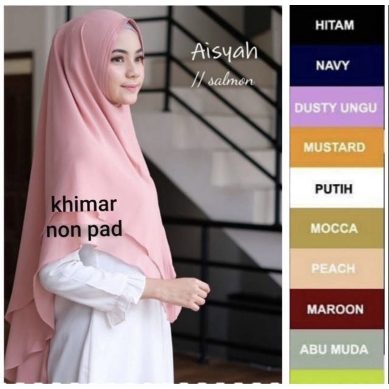 Hijab Jilbab Khimar Aisyah Syari Non Pet Pinguin 2 Layer Termurah