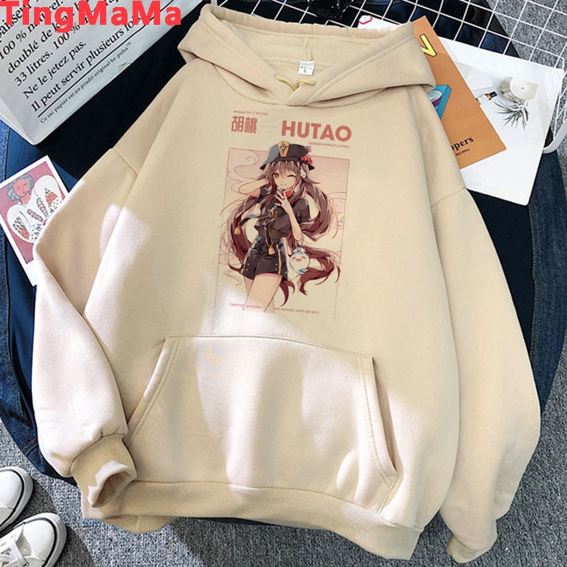 Hoodie Zongli Diluc Xiao Zhan Keqing Hu tao anime Genshin Impact Hodie Pria Wanita