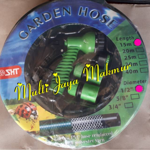 GARDEN HOSE SET 1/2&quot; × 15M SEMPROTAN 7 POSISI DAN SELANG KEBUN