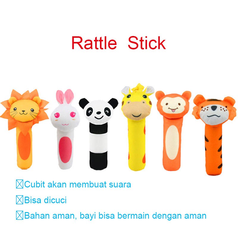 BIBI stick animal rattle 0-1 tahun bayi audio-visual pelatihan kain mainan bayi boneka tangan boneka