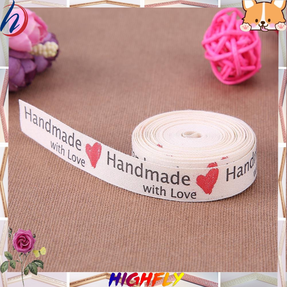 HF 5 Yard Pita Hiasan Motif Love Tag Label Simpul Tali HF 5 Yard Pita Hiasan Motif Love Tag Label Simpul Tali