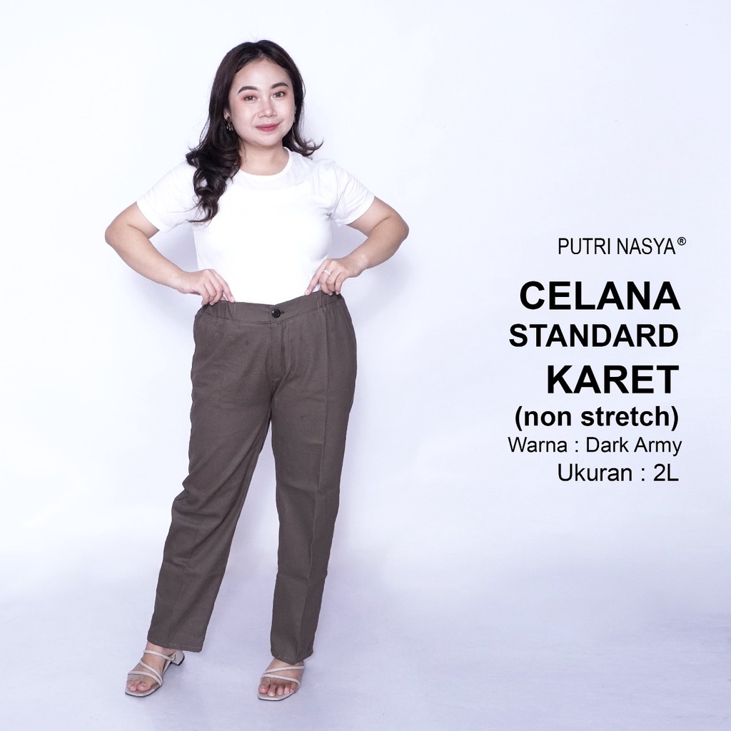 Celana Kerja Kantor Standard Karet (NON STRETCH) Jumbo Wanita / Celana Wanita Super Big Size / Celana Bahan Formal Seragam Wanita Big / 8L,6L,5L,4L,2L,XL, all size / Celana Karet Kekinian Model Terbaru Trendy / Celana Katun Kerja Kantor Super Big Wanita